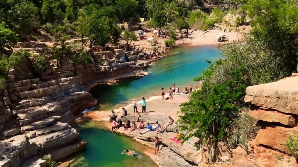 Rock pools and canyon walls of Paradise Valley near Agadir, Morocco