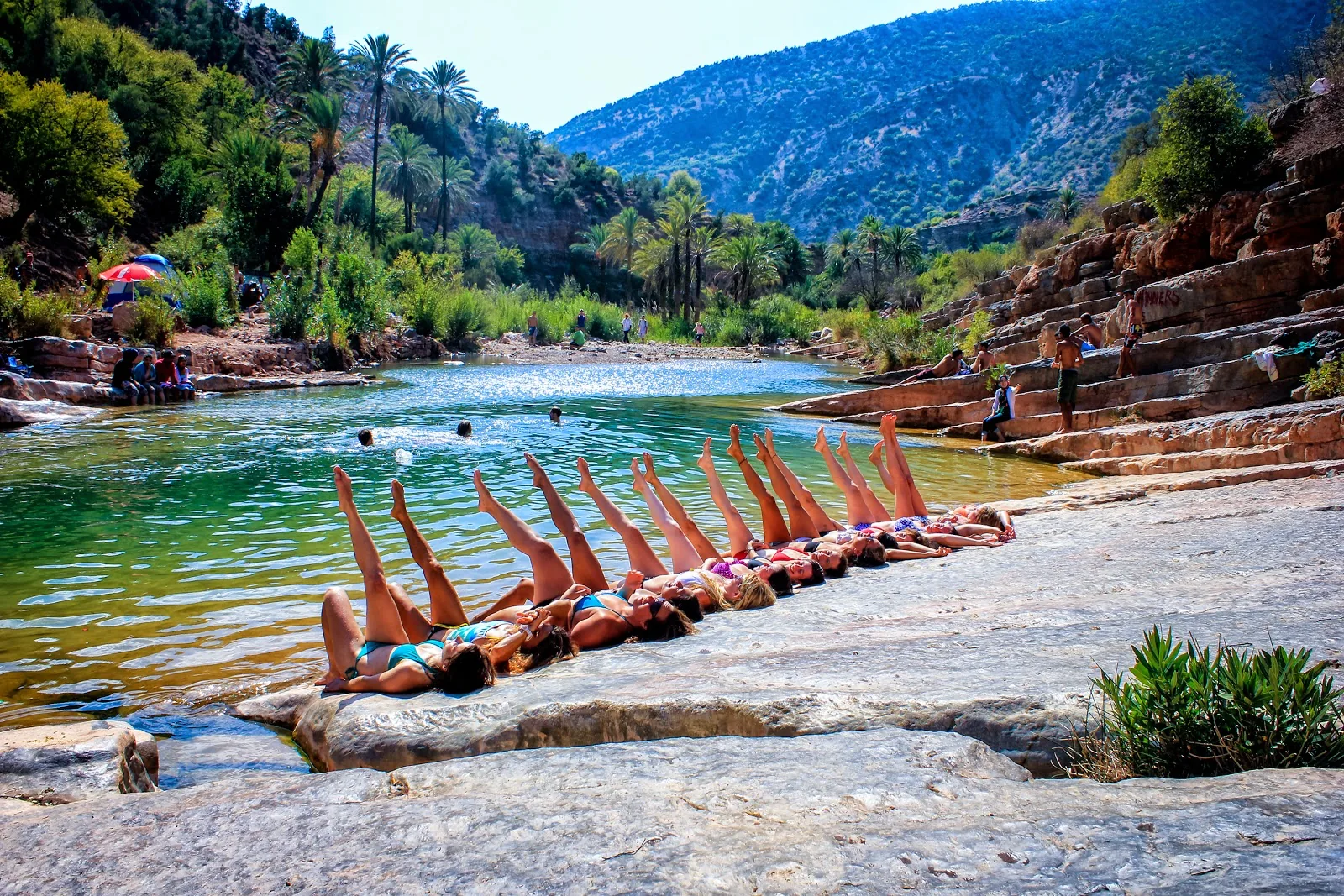 Rock pools and palms in Paradise Valley